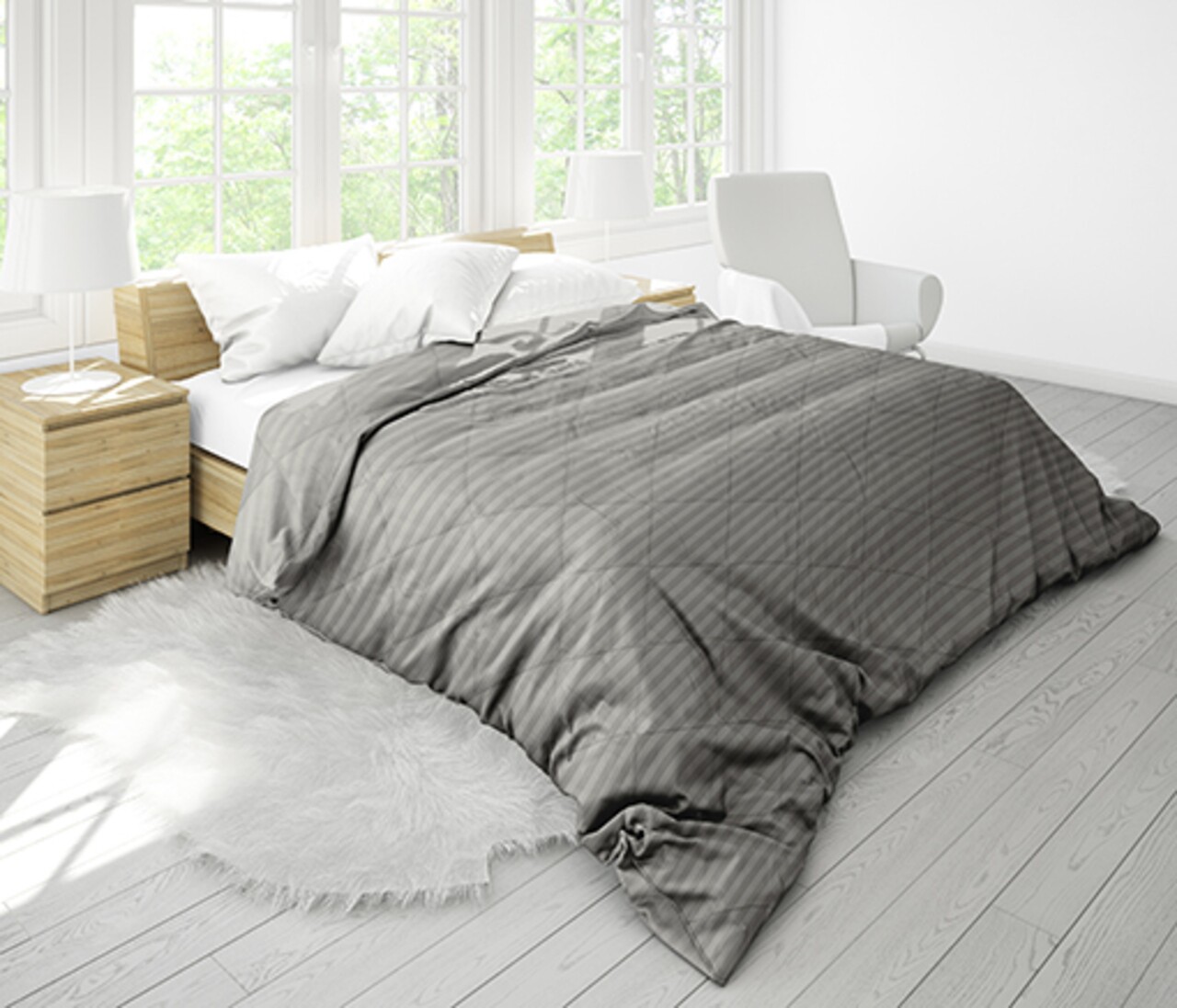 Pilota Alcam Damasc Grey 180x200 cm, umplutura cu bambus, 300 g/mp - imagine 6